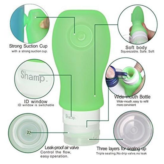 Portable Silicone Travel Bottle Lotion Shampoo Empty Container?with Suction Cup