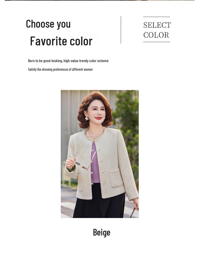 New Spring 2026 French Style Lightweight Outerwear for Middle-Aged and Elderly Women