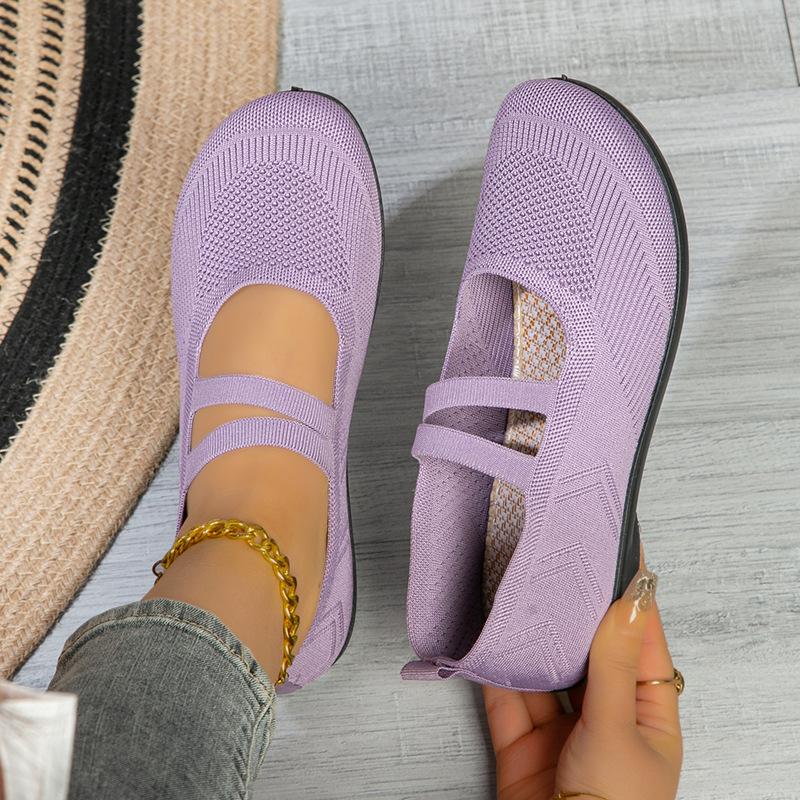 Women's fly-woven mesh shoes single shoes flat-soled comfortable one-pedal women's shoes fashion casual mother shoes
