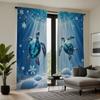 2pcs HD Sea Bottom Romantic Snowflake turtle diving decorative curtain Blue tie digital printed curtain Home Decoration style