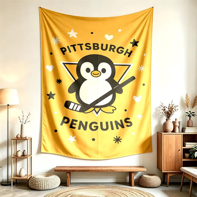 Pittsburgh Penguins (14) Tapiserie Vhodná Pro Dekoraci Domů Kolejí A Ložnic Měkká Na Dotek A Perfektní Dárek Pro Přátele A Rodinu