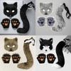 Halloween Füchse Maske Schwanz Handschuhe Set Cosplay Kostüm Zubehör Mottoparty Verkleidung Requisiten Karnevalsparty Kostüme Zubehör