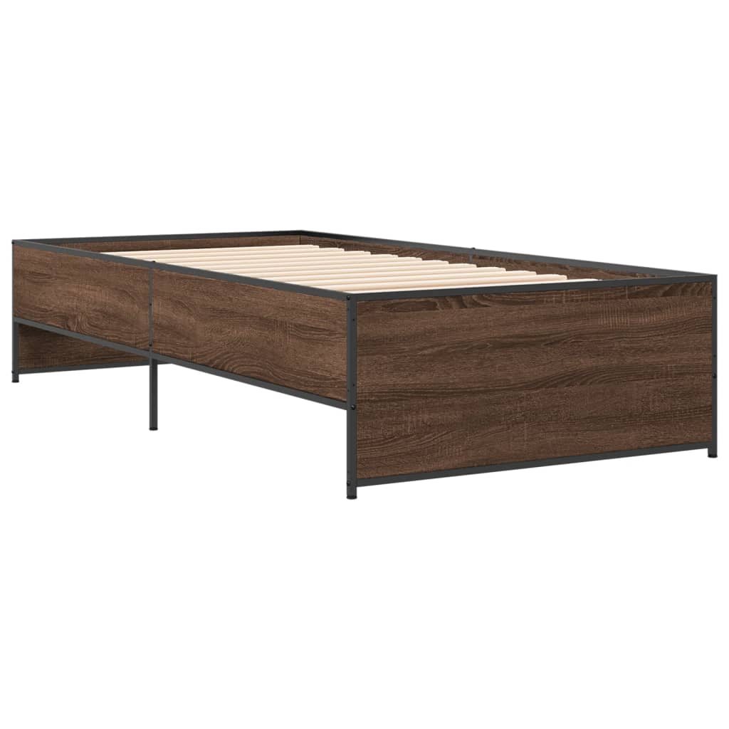 Vidaxl Bed Frame, Brown Oak, 90X200 Cm, Wood-Based Material