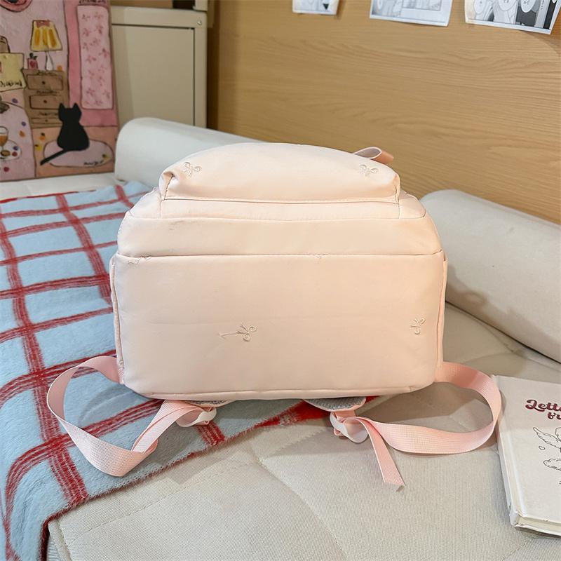 Damen-Rucksack mit Stickerei-Schleife, große Kapazität, Schultasche für Studenten