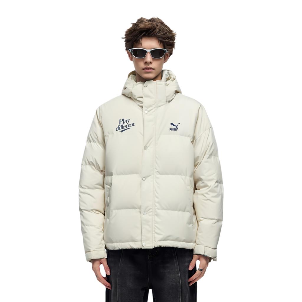 Puma Classici Larghi Caldi Logo Giacca Imbottita con Cappuccio Unisex Giacca Bianco 625526-65