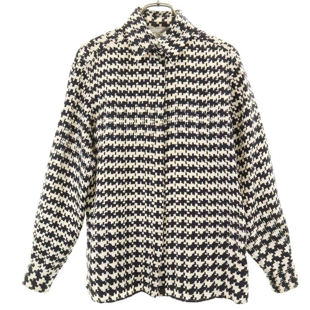 Max Mara Made In Italy Geometric Pattern Long Sleeve Shirt Special Wing Women Used