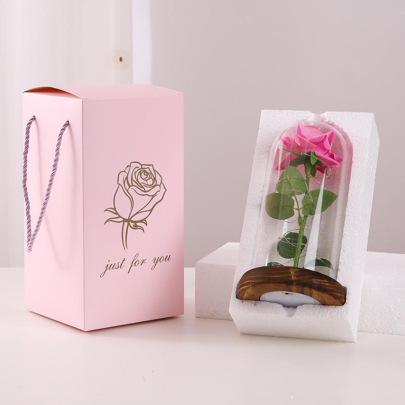 Eternal Rose Glass Lampshade: Christmas, Qixi, Valentine's Day Desktop Ornament & Night Light Gift.