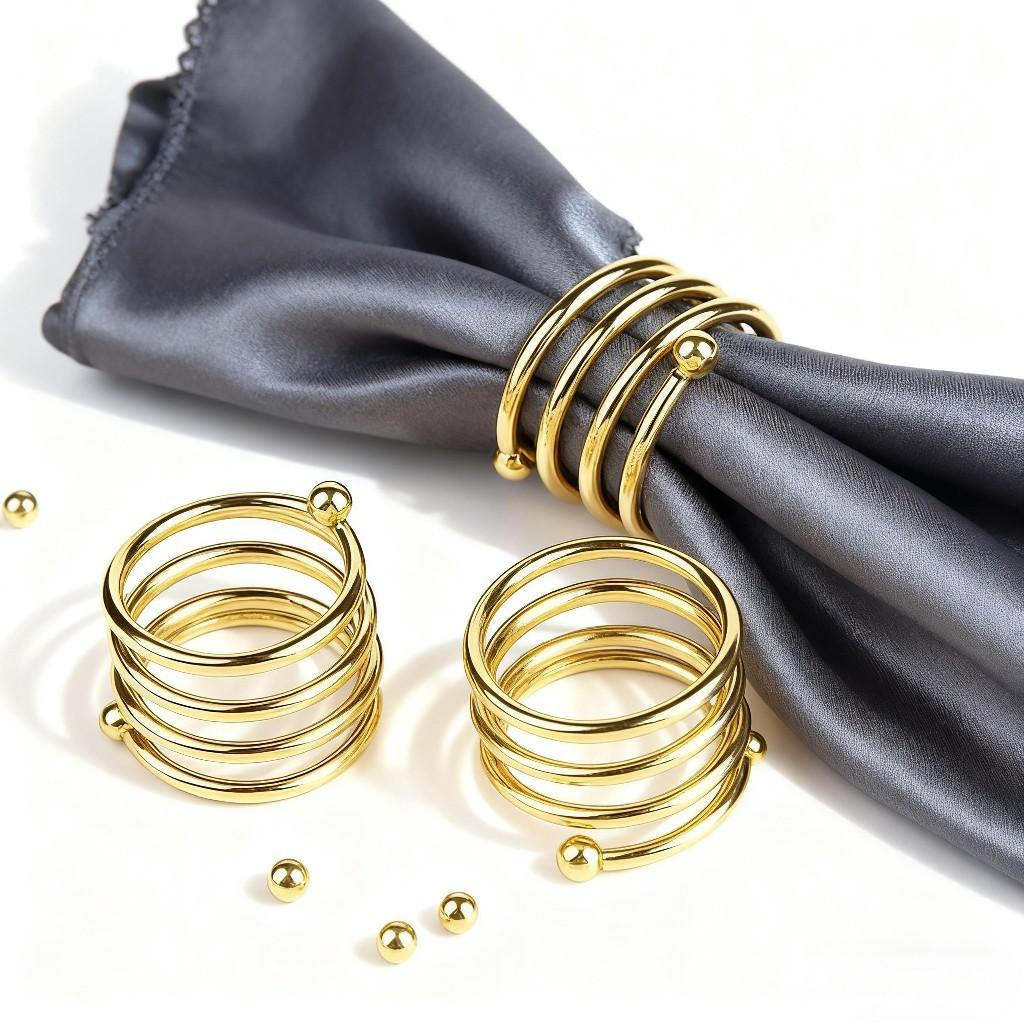 12Pcs Premium Spring Loaded Double Bead Metal Napkin Rings Set Hotel Restaurant Quality Business Dining Table Setting Accessories