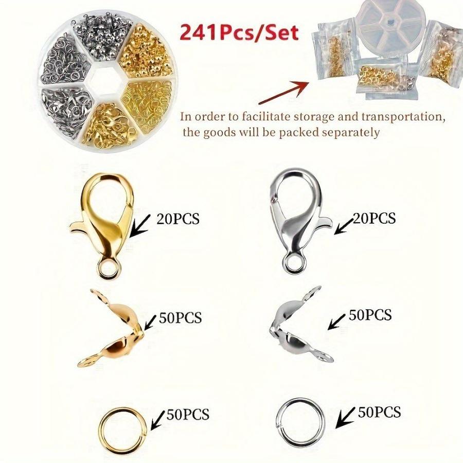 DIY Jewelry Kit: Cross-Border Beading Set with 6 Grid Box, Lobster Clasps, Jump Rings, and Small Pendants.