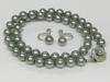 [Your and My Jewelry Box] Black Pearl Necklace and Akoya Pearl Earring Set  Gray 8mm 42cm Regular Size Made in Japan [Gift Wrapped]