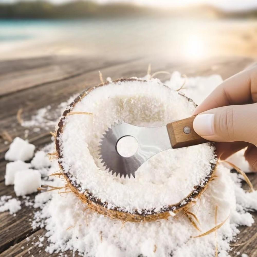 Stainless Steel Fruit Spoon Planer Wooden Handle Coconut Milk Making Tools Coconut Planer Home
