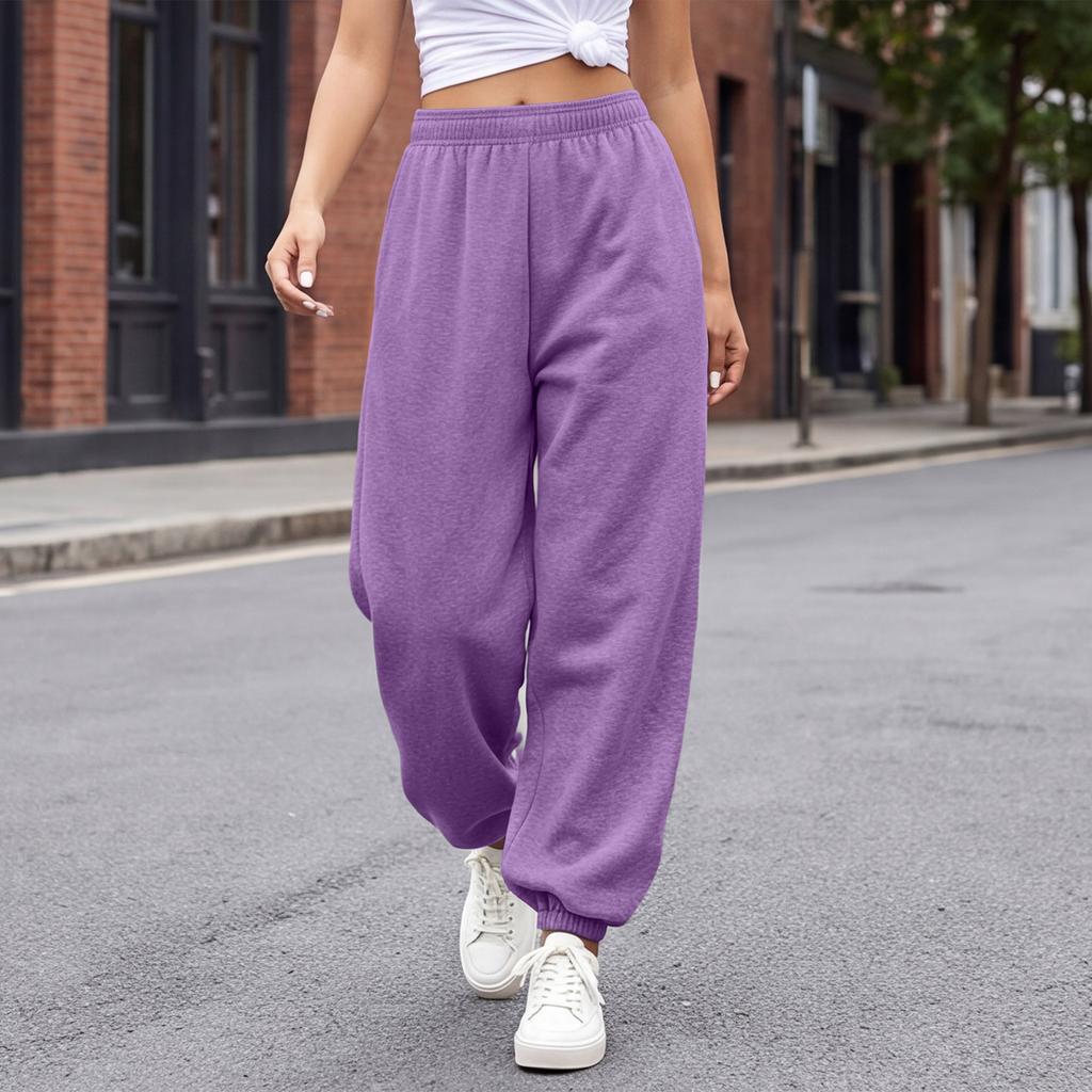 Women's Color Loose Pants Casual Jogger Sweatpants with Tapered
