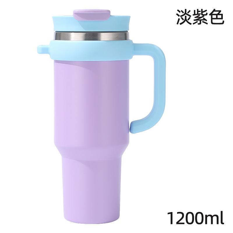 40oz Double Wall 304 Stainless Steel Tumbler with Handle, Dual Drink Sliding Lid Large Capacity Iced Coffee Cold Cup