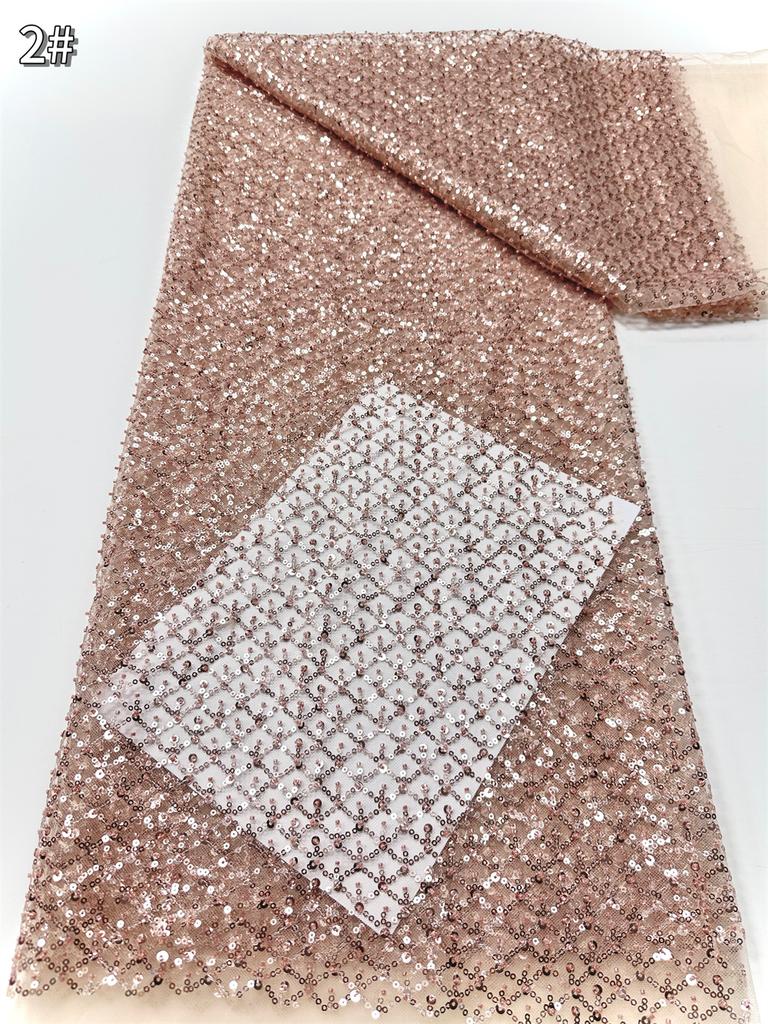 Sky Blue African Sequins Lace Fabric 2025 High Quality Lace Embroidery Nigerian Mesh Beads Fabric French For Wedding Party Dress