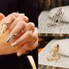 1Pc Finger Nail Ring Polishing Rhinestone Alloy Alloy Finger Nails Ring for Party