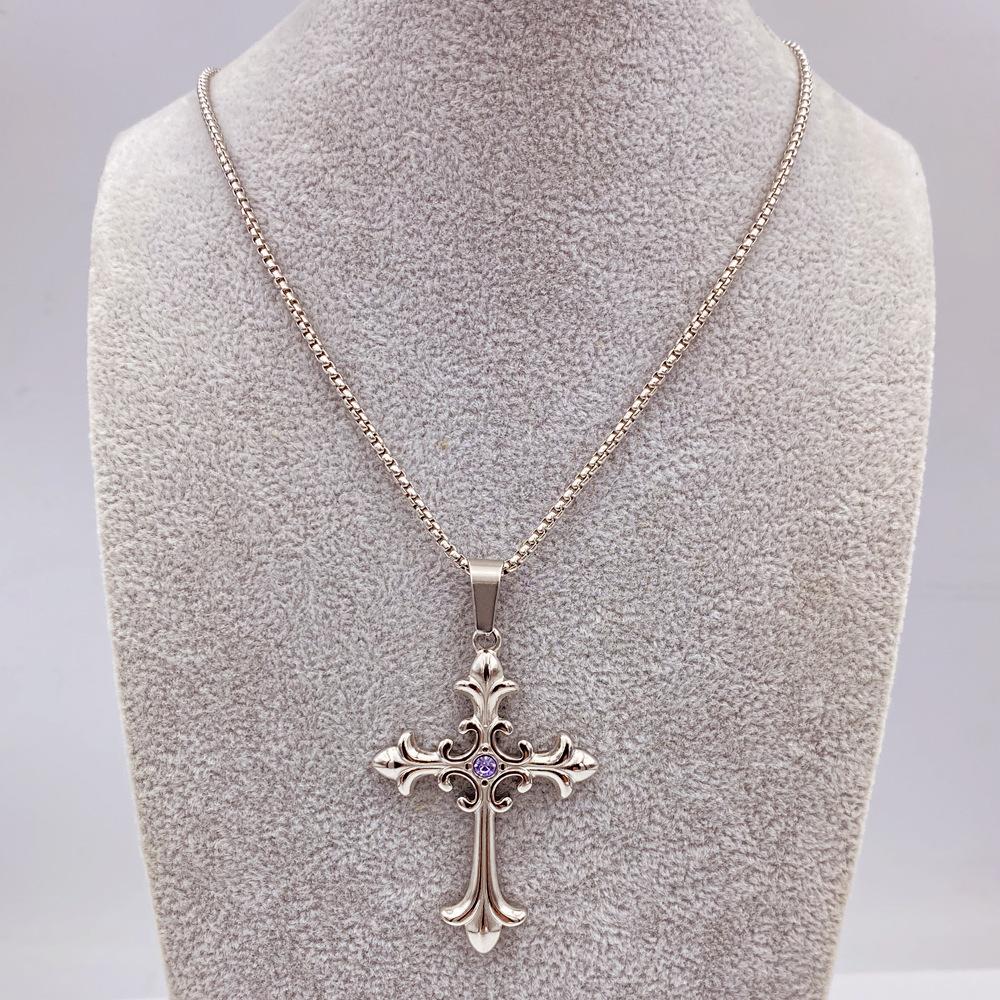 Men's Cross Pendant Necklace Titanium Steel Women's Necklace Cross Hip Hop Titanium Jewelry