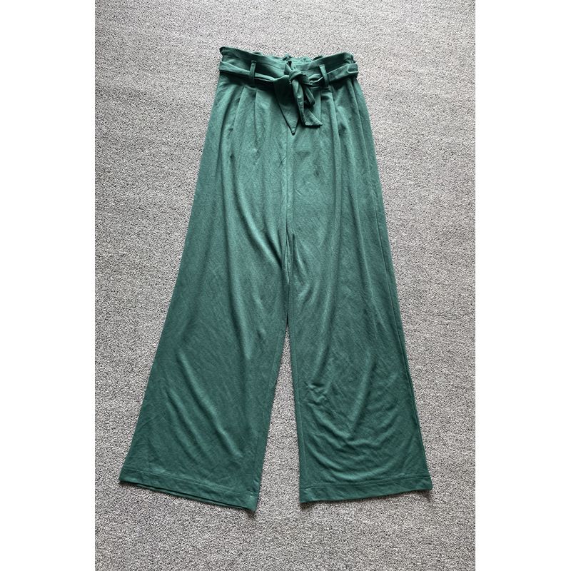 

Comfortable Viscose Elastic High Waist Cropped Casual Wide Leg Pants Green L