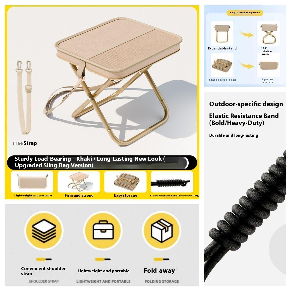 

Складной стул Mazar для улицы, портативный складной стул-сумка для кемпинга, пикника, ручная сумка, маленький стул Mazar для рыбалки, ремешок хаки