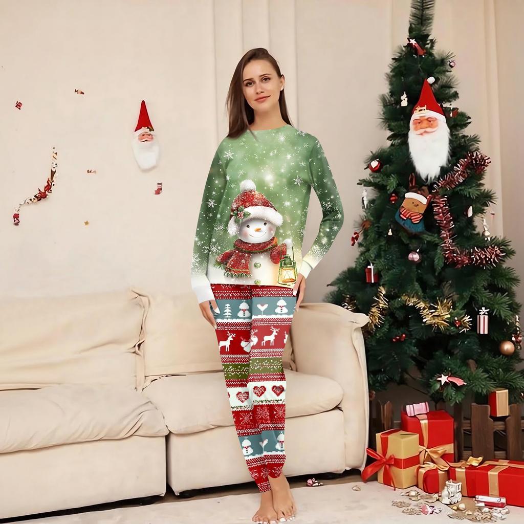 Family Matching Print Sets Pajamas Loungewear Outfits Family Matching Long Sleeve Tops+Pants Set