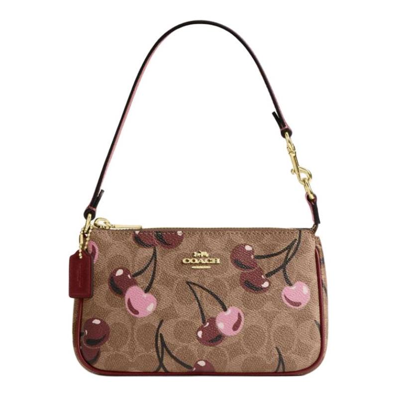 COACH Nolita 19 Classic Logo Cherry Print Artificial Leather Handbag Small Women s Brown коричневый