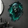 Spooky Wall Stickers Halloween Theme Sticker, Horror Skull Decal, Waterproof Self-adhesive Decor Art, for Home Living Room Bedroom And Party Ornaments