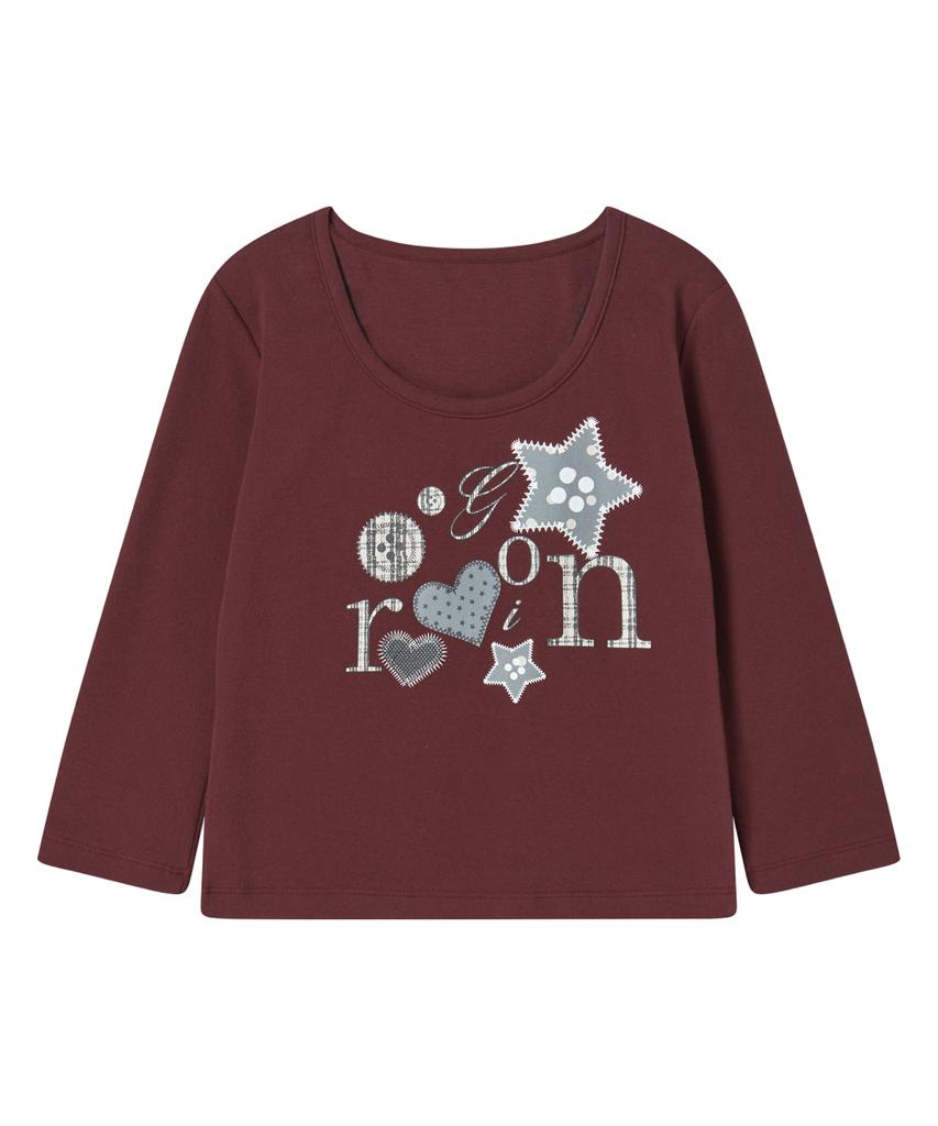 Loginaenloji Mixed Motif Printed Rnr Long Sleeve Burgundy