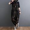 Tuta Jumpsuit in Denim Stampato da Donna Overall Casual Larga Vintage Taglie Forti