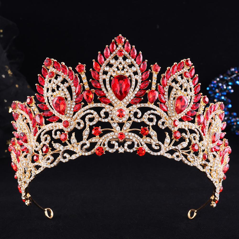 DIEZI Baroque Opal Crystal Flower Tiara For Women Girls Party Luxury Bridal Bride Rhinestone Crown Hair Accessories Jewelry