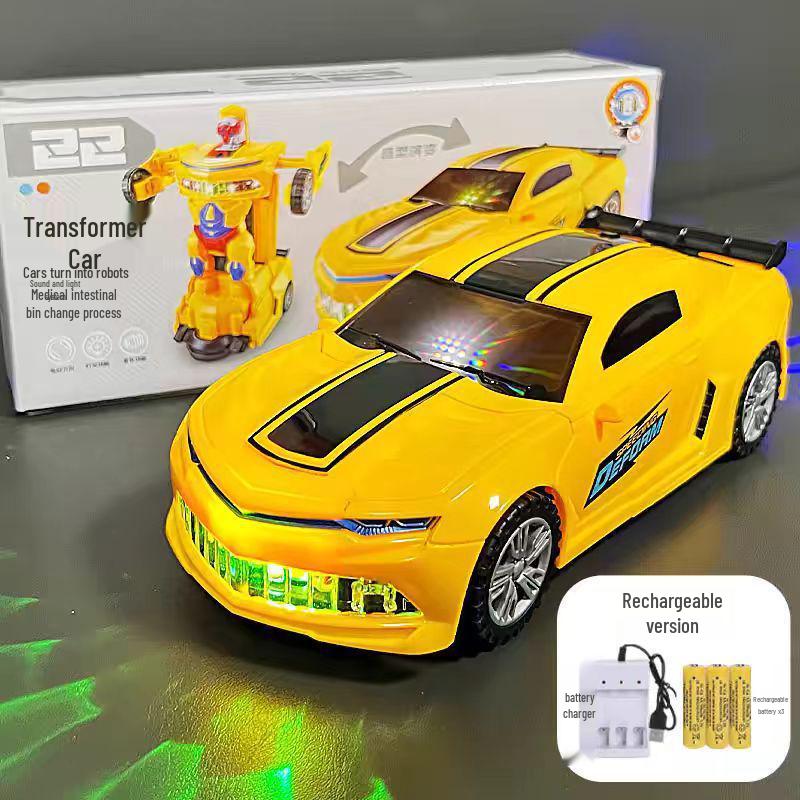 TikTok Transforming Police Car Robot - Children's Electric Rotating Toy