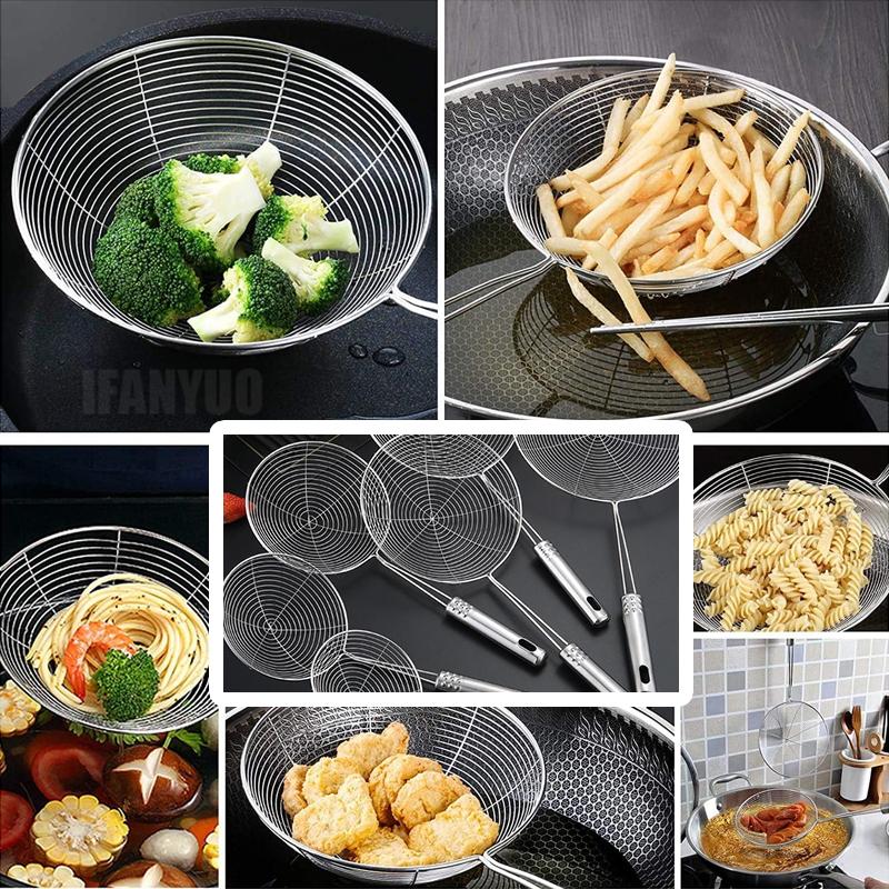 Stainless Steel Skimmer Solid Strainer Ladle Stainless Steel Kitchen Utensil Tool French Fries Fish Frying Kitchen Utensil