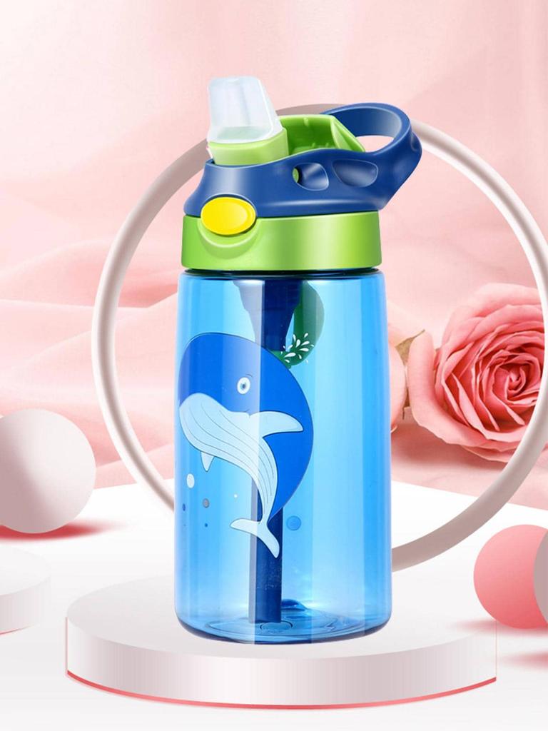 480ML Cartoon Kid Water Bottle With Straw BPA Free Child Drinking Kettle Plastic Portable Transparent School Travel Cute Cup