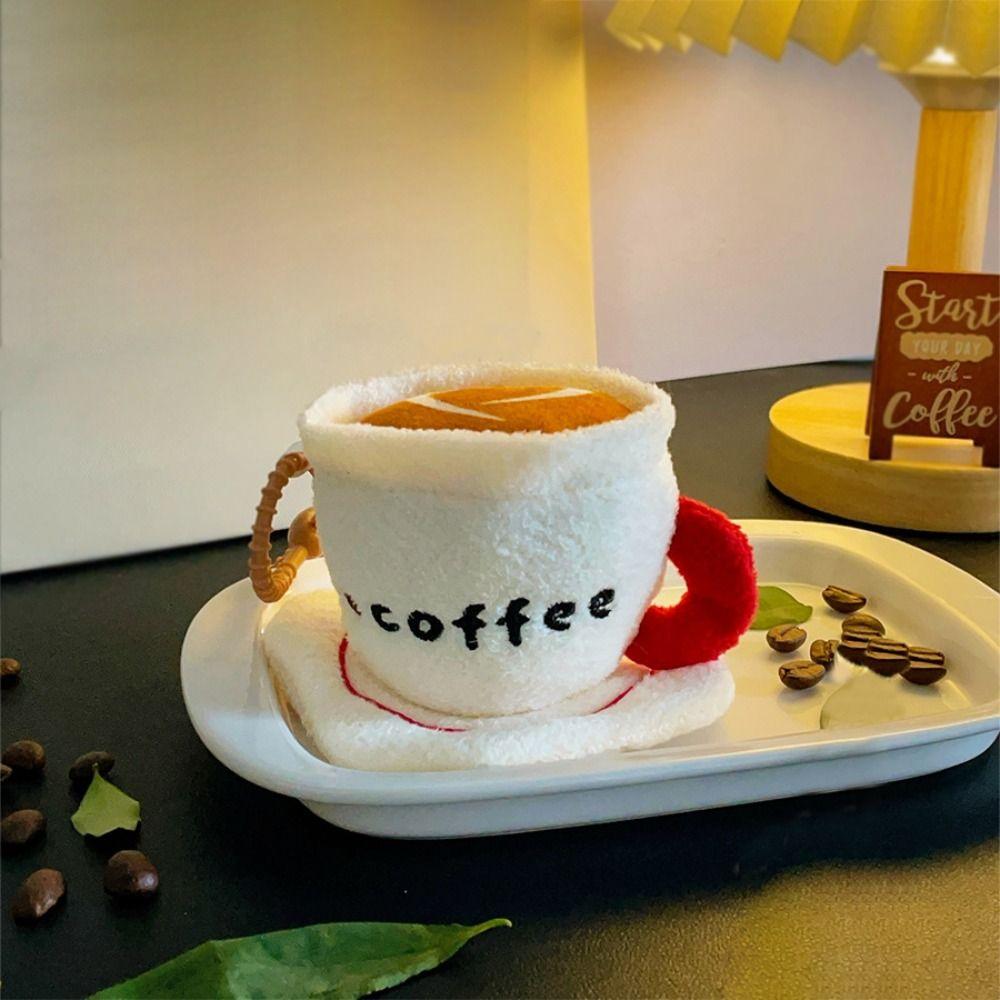 Creative Gift Simulation Coffee Cup Coffee Cup Pendant Keychain Handmade Soft Backpack Keychain Personality Handbag Keyring
