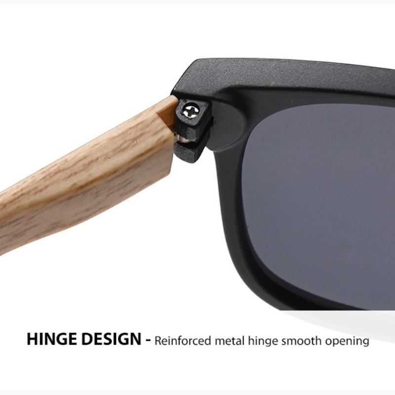 Men Square Mirror Lens Sunglasses UV Protctive Sun Glasses Wood Grain Legs Outdoor Driving Summer Beach Goggle Shades Eyewear
