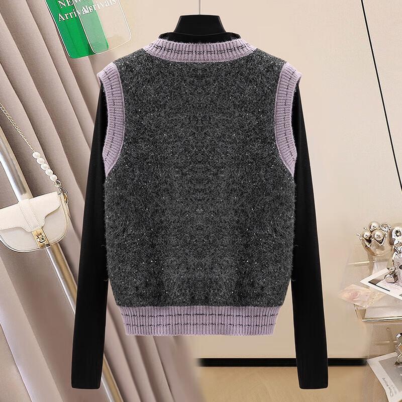 Women's Merino Wool Blend V-Neck Knitted Vest