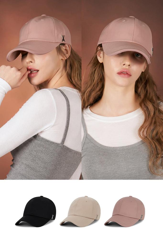 Silver stud over fit ball cap Pink [VARZAR]
