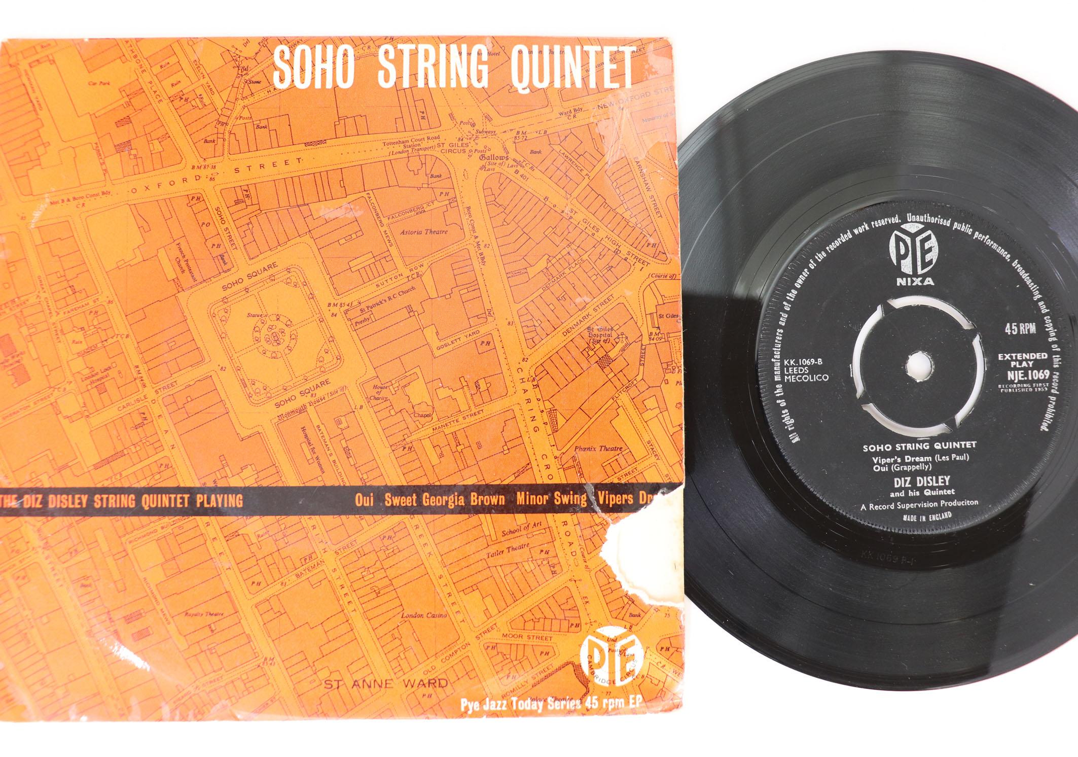 

7-дюймовая пластинка DIZ DISLEY Soho String Quintet NJE1069 PYE NIXA 1959 UK Джаз Б/У