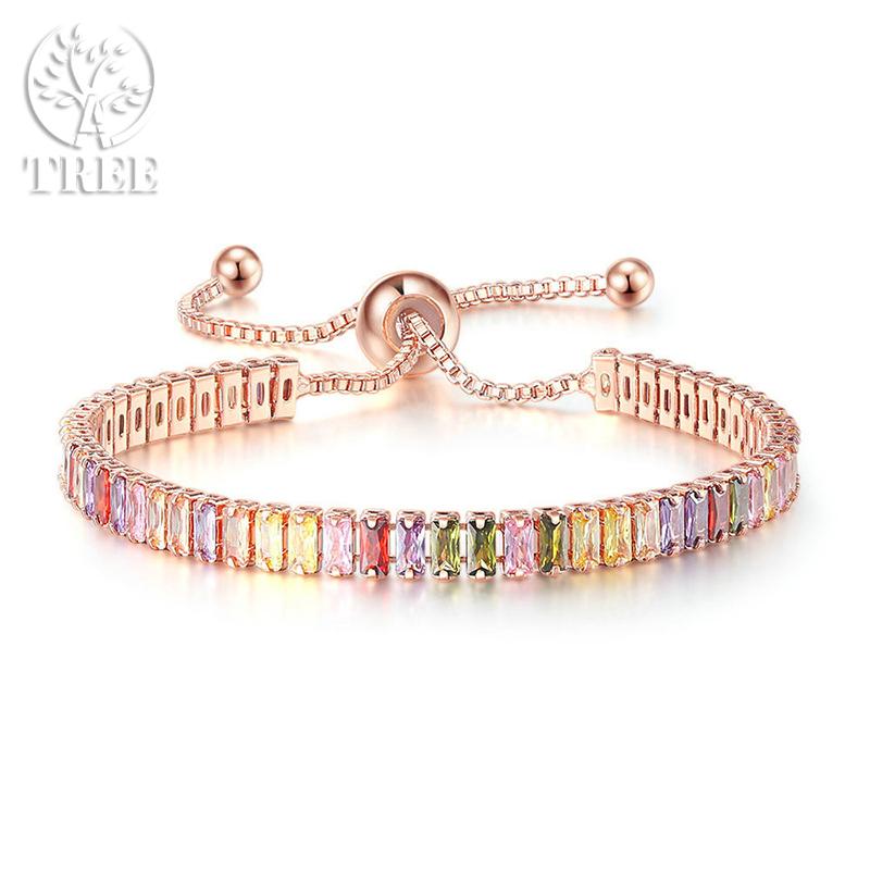 Edele 925 Sterling Zilveren Armband Ketting Luxe Kleur Kristal Hand Sieraden Voor Vrouwen Charme Bruiloft Cadeau Feest 18cm