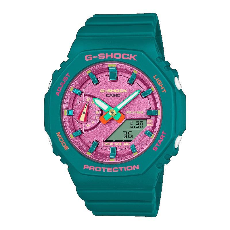 

Casio G-SHOCK Men s Resin 200M Water Resistant Analog Shock Resistant Quartz Watch GMA-S2100BS-3A зелёный
