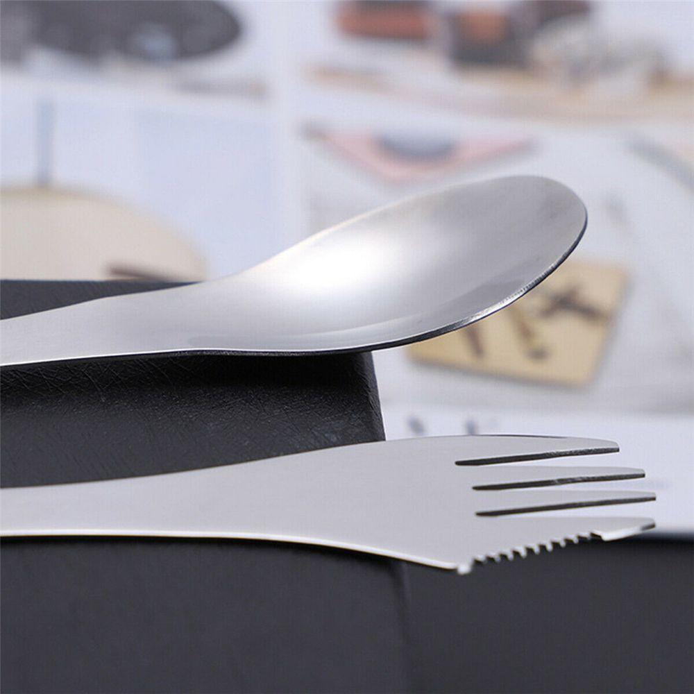 Camping Tableware Cutlery Tool Fork Spoon 3 In 1 Stainless Steel