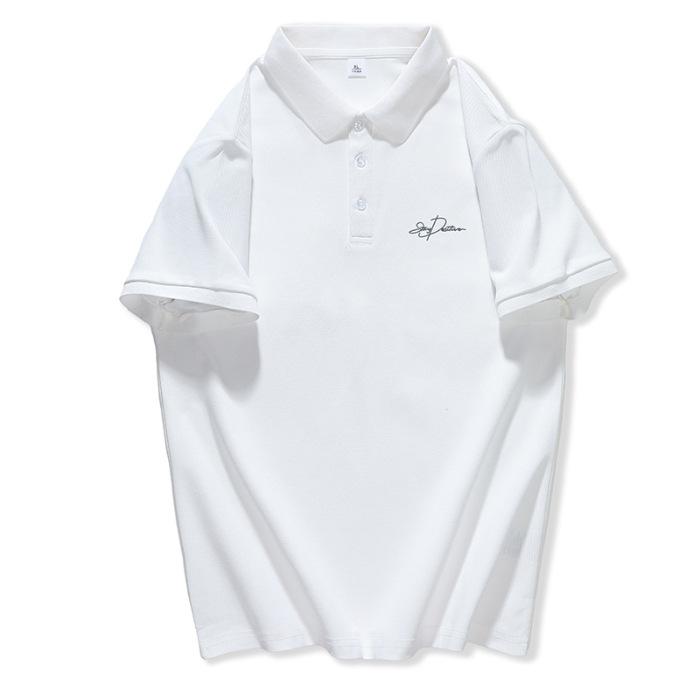 New Summer Polo Shirt Lapel Short Sleeve Button Letter Trendy Top Short Shirt