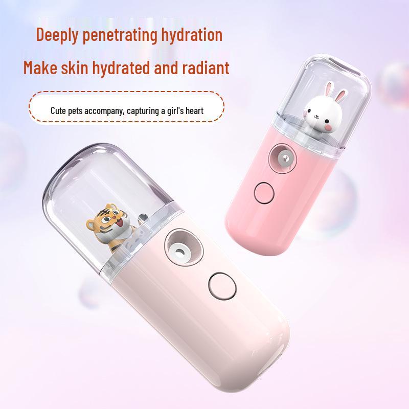 Rechargeable Nano Mist Plush Face Humidifier - Handheld Cold Spray Steamer