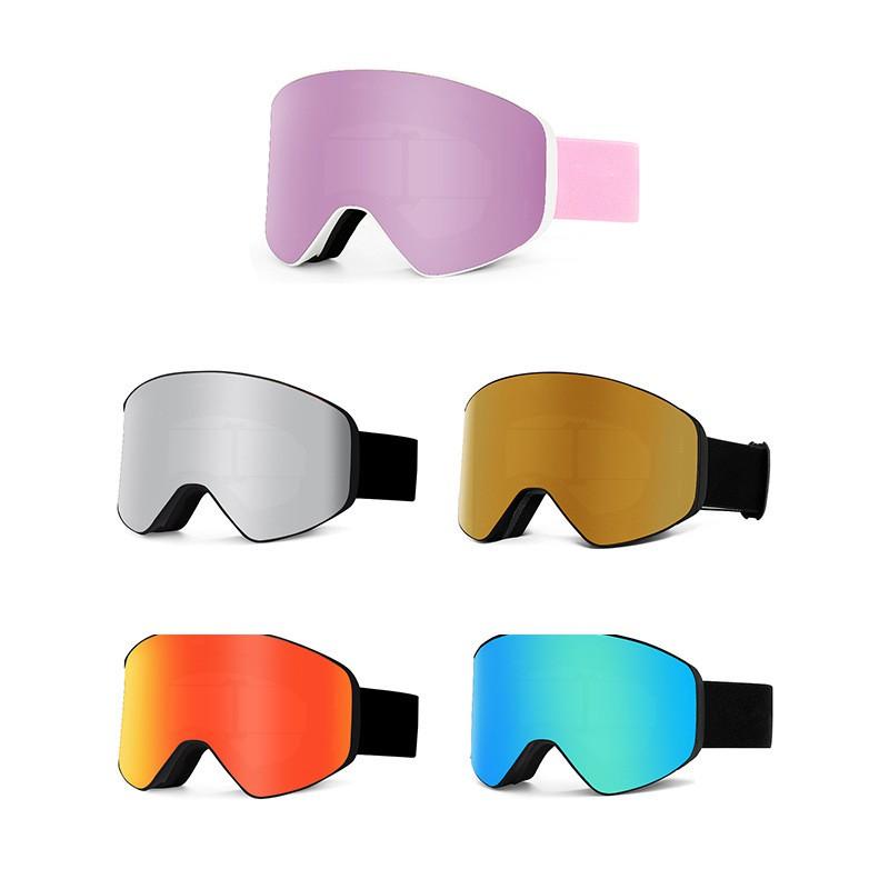 Magnetic Ski Goggles Women Men Anti-Fog Double Layer Cylindrical Lens Snowboard Glasses With Prescription Insert