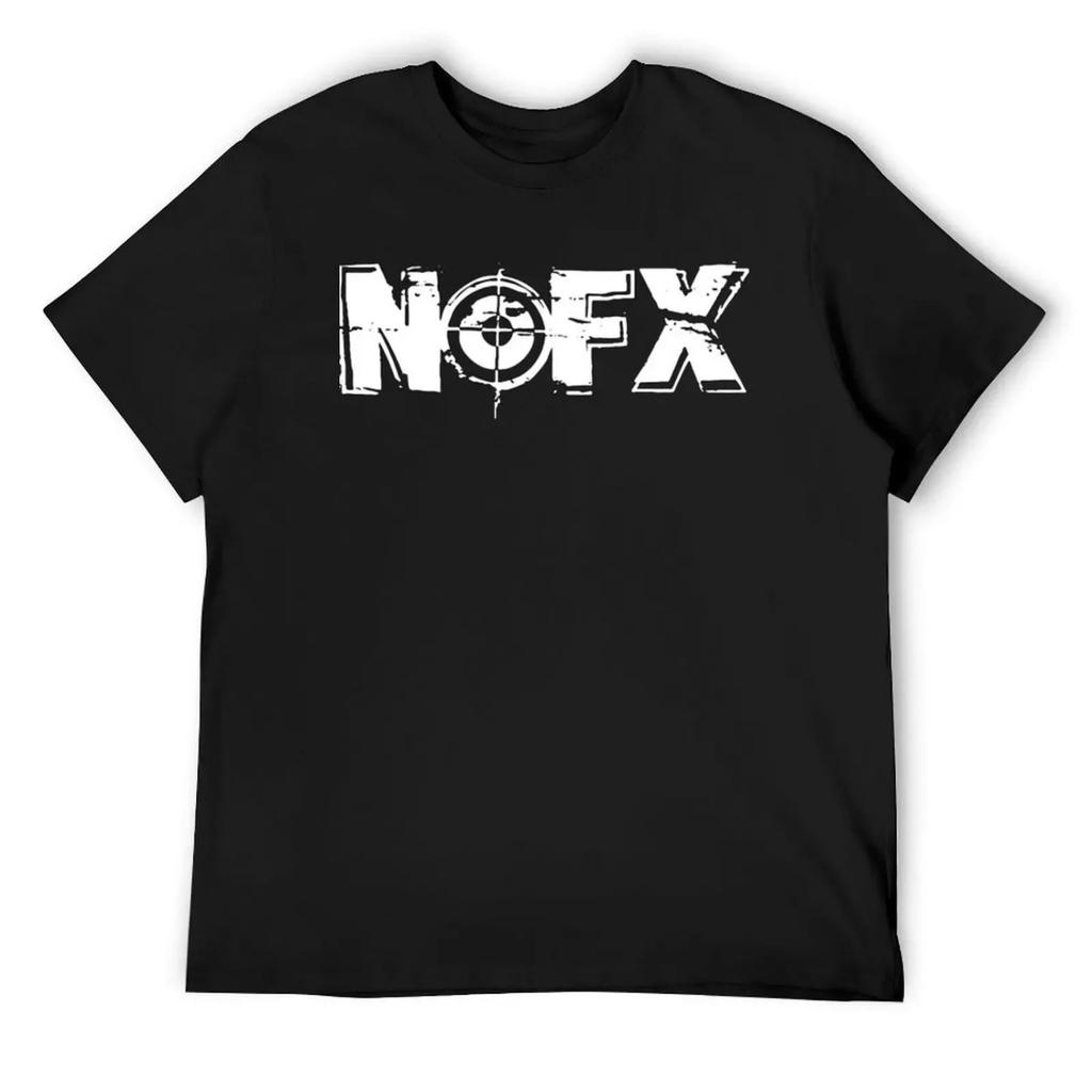T-Shirt NOFX argento e bianco per un ragazzo costumi divertenti semplici figure anime T-shirt da uomo