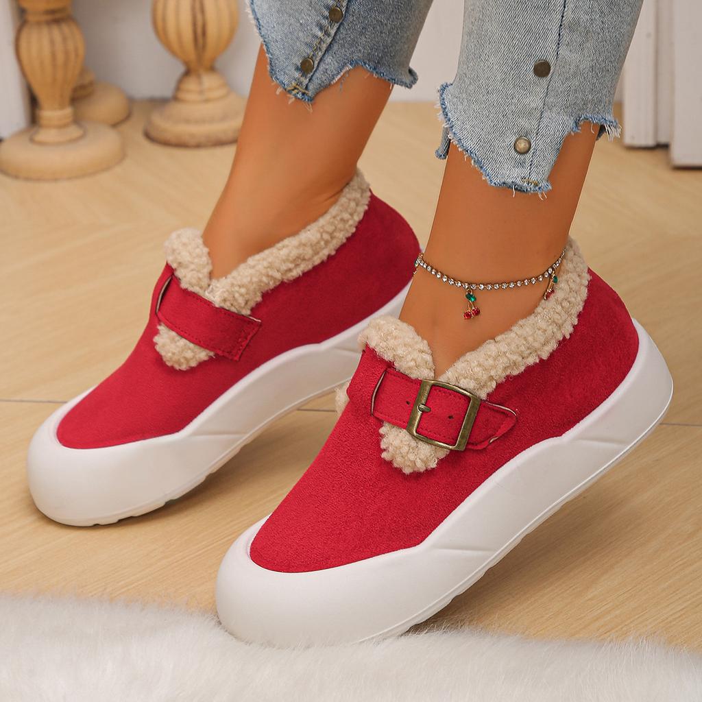 Women's Non-Slip Moccasin Shoes Snow Boots Warm Winter Warm Short Boots for Women Outdoor Fur Lined Faux Suede Fuzzy Fleece Lining Walking Shoes