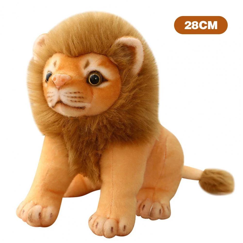 Lion Plush Dolls Tiger Animal Lifelike Doll Pillow Yellow Leopard Stuffed Toys Simulated Cheetah Kids Toys Christmas Gifts Decor