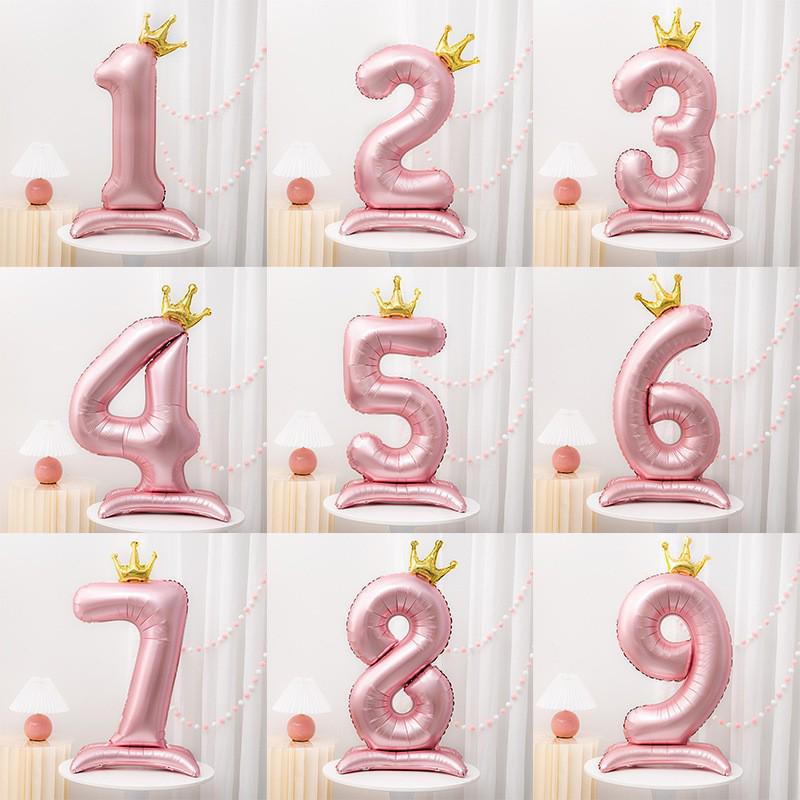 New Pink Baby Girl Birthday Number Castle & Crown Set