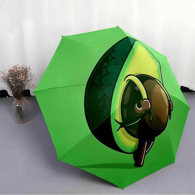 1pc Avocado Character Auto Open/close, All-Season Portable Folding Umbrella for Women & Men, Travel, Everyday, Formal Events - Compact Luxury Parasol,