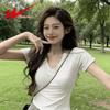 Shuangxing Women's V-Neck Slim Fit Short Sleeve T-Shirt