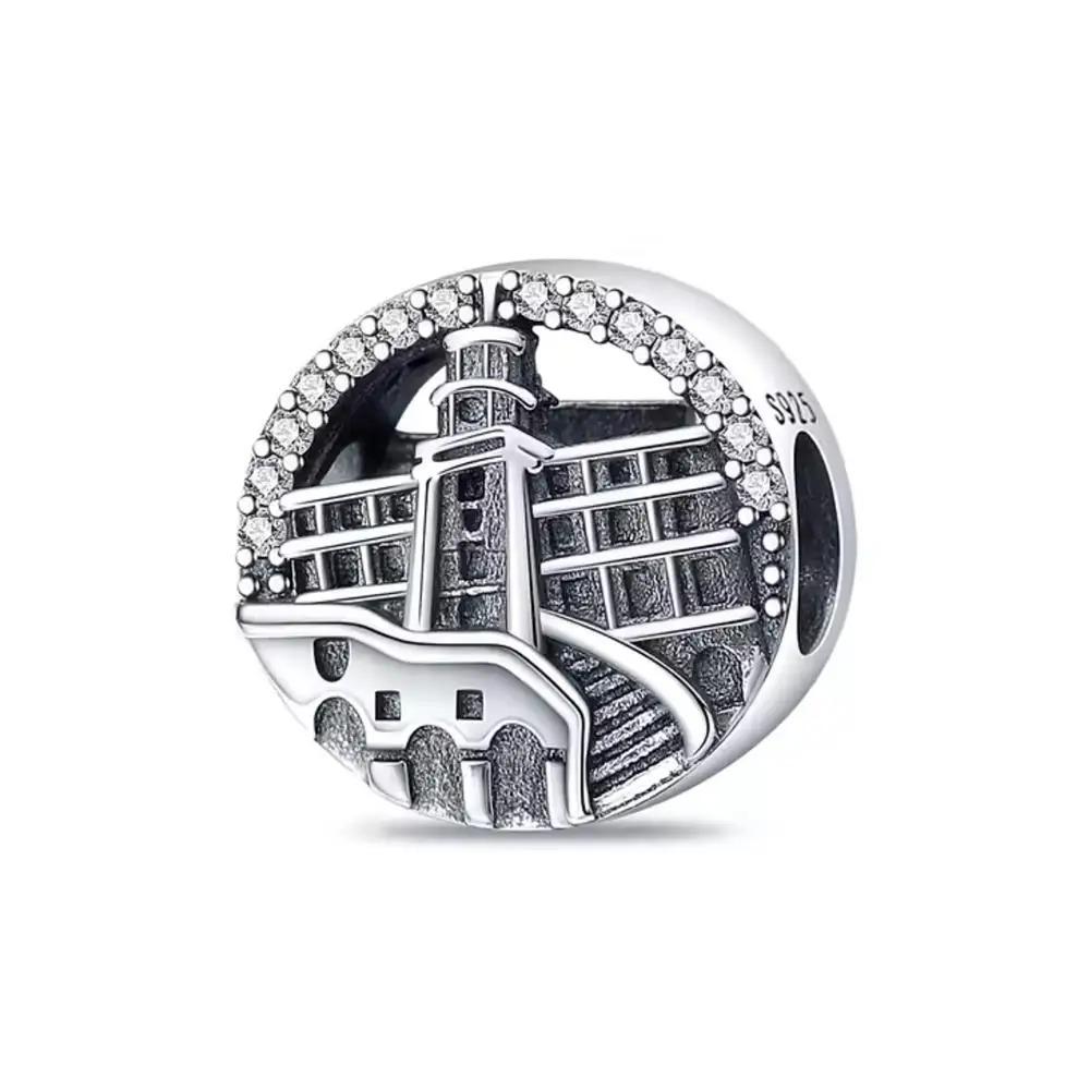New S925 Silver Flag Balance Tower Charm Pendant for Bracelets Necklaces DIY Women Fine Jewelry Accessories