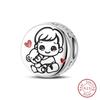 I Love My Pets Charms Beads 925 Silver Heart Shaped Pink Zircon Claws Pendants Fit Bracelets Fine DIY Birthday Jewelry